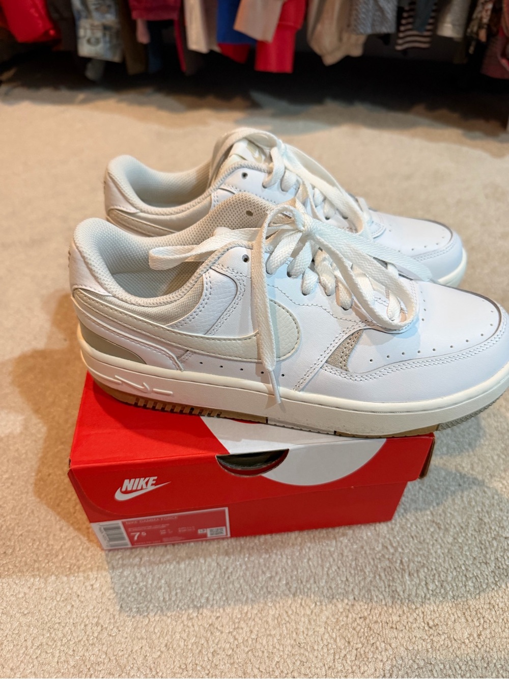 Nike Women’s White Cream Low-Top Sneakers worn once